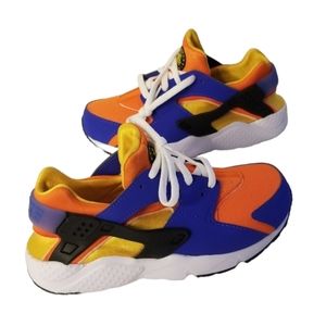 NEW NIKE Huarache Run Sneakers Hyper Royal Blue Yellow Orange Color